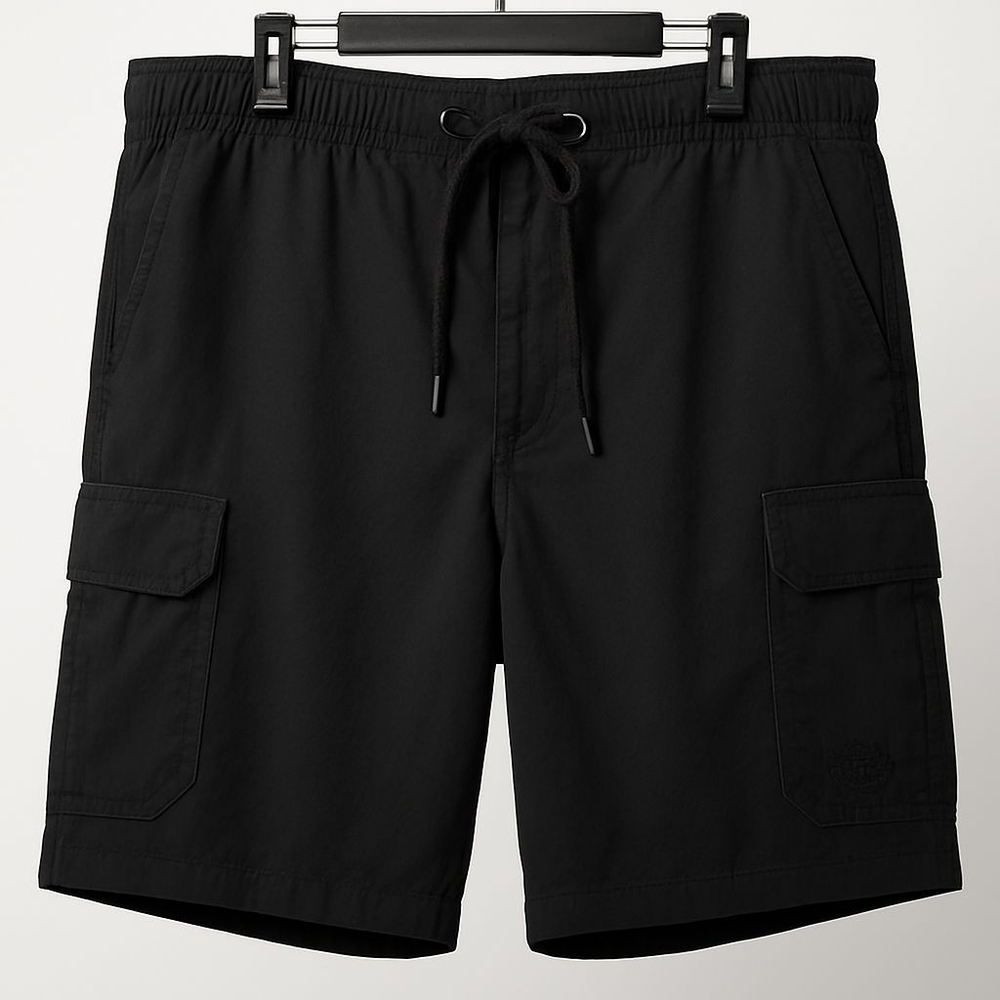 Calcutta Black Cargo Shorts with Drawstring Waistband